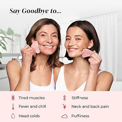 Face Tool, Plantifique Gua Sha Rose Quartz  - Gua Sha Stone - Roze Quartz GuaSha - Face Massager for Women & Men for Your Skincare - Anti Aging Massage Tool - Facial Skin Care Products