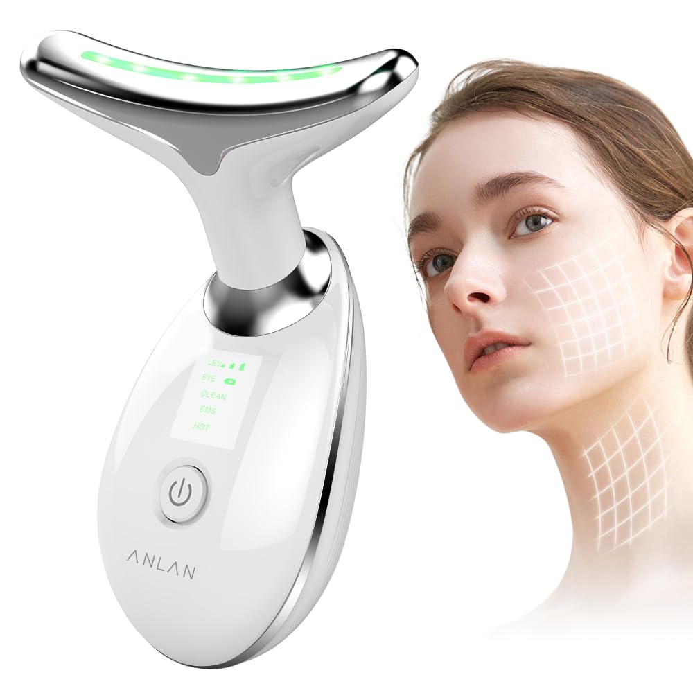 Face Massager, Anti-Wrinkle Face Device with 3 Modes 45°C for SkinTightening & Neck Lifting EMS Massage Face Toning Firming for Women