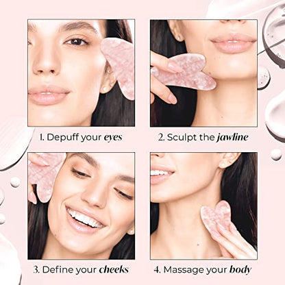 Face Tool, Plantifique Gua Sha Rose Quartz  - Gua Sha Stone - Roze Quartz GuaSha - Face Massager for Women & Men for Your Skincare - Anti Aging Massage Tool - Facial Skin Care Products