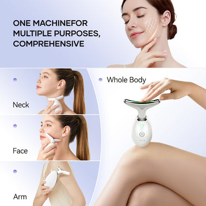 Face Massager, Anti-Wrinkle Face Device with 3 Modes 45°C for SkinTightening & Neck Lifting EMS Massage Face Toning Firming for Women