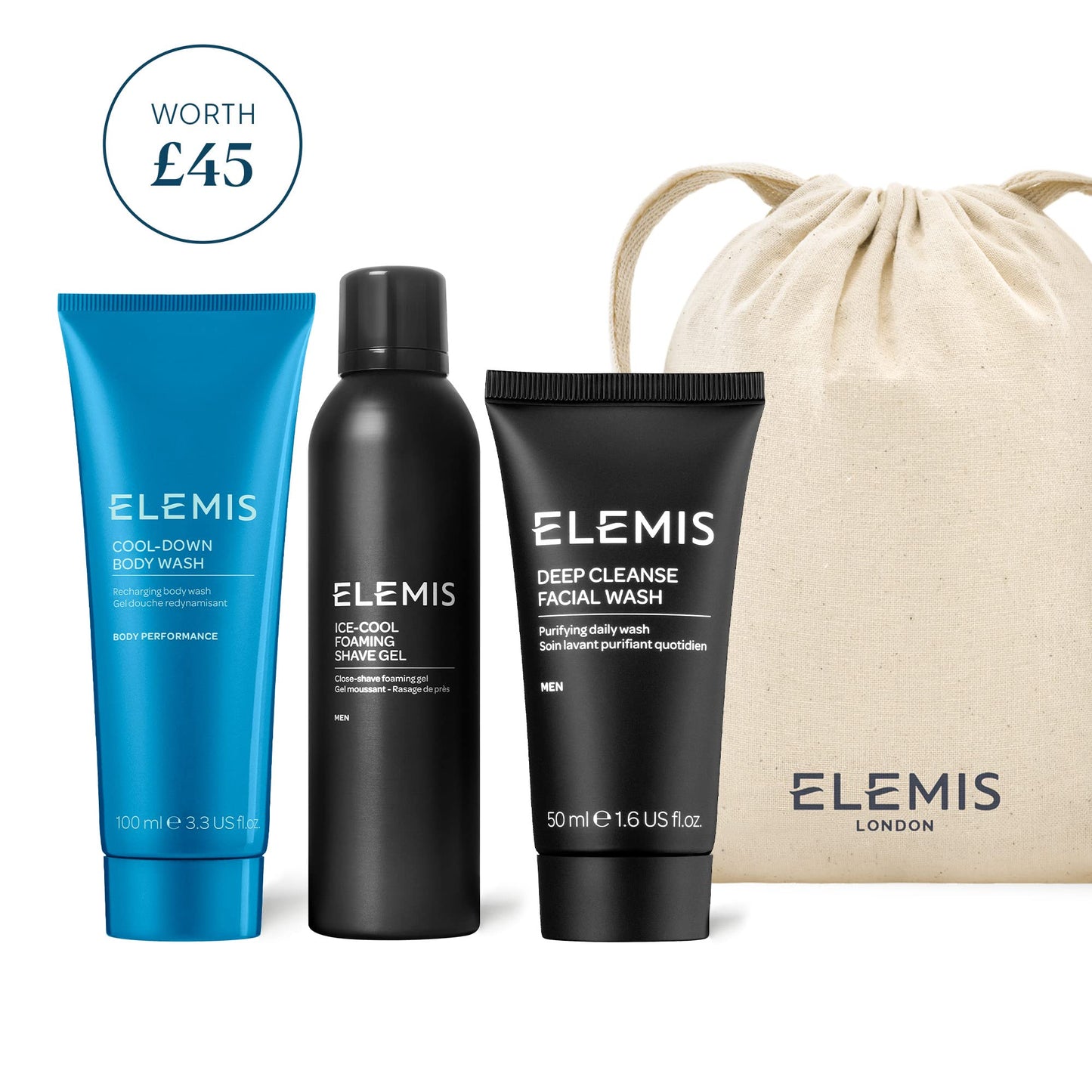 ELEMIS Men’s Head-to-Toe Grooming Collection, 3-Piece Daily Essentials to Elevate his Skin, Gift Set Includes: Pollutant-Targeted Deep Cleanse Facial Wash, Foaming Shave Gel and Cool-Down Body Wash