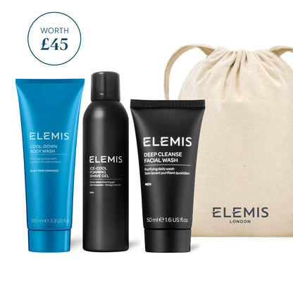 ELEMIS Men’s Head-to-Toe Grooming Collection, 3-Piece Daily Essentials to Elevate his Skin, Gift Set Includes: Pollutant-Targeted Deep Cleanse Facial Wash, Foaming Shave Gel and Cool-Down Body Wash